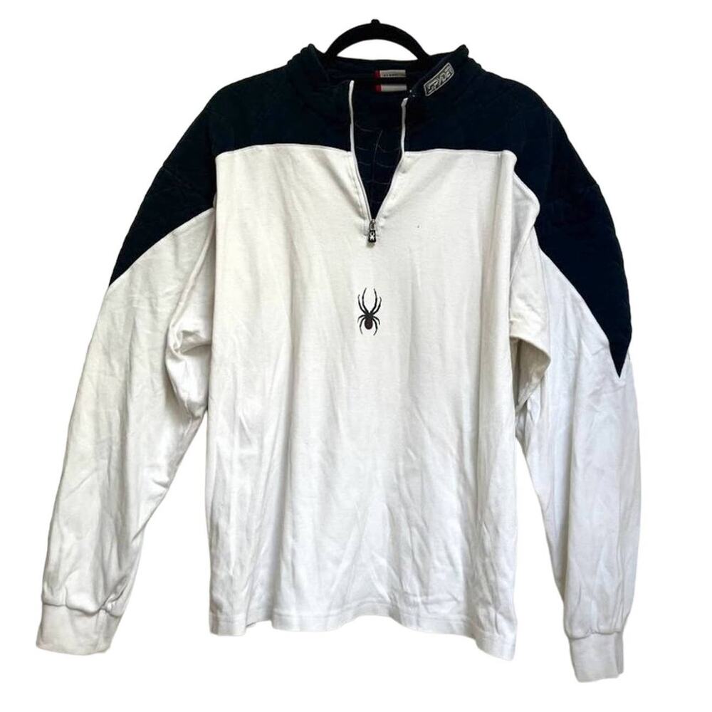 Vintage Spyder Black and White Padded Shoulder Quarter Zip